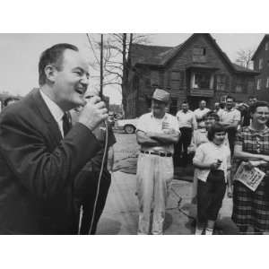 Hubert Humphrey While Campaigning in West Virginia Primaries Stretched 