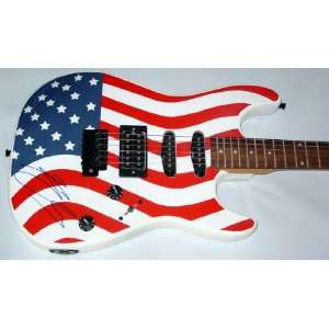 Kenny Chesney Autographed Signed Flag Guitar & Proof