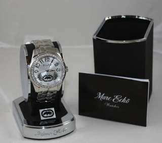 MARC ECKO E95042G3 Mens Rhino Logo Silver Stainless Steel Watch NEW 