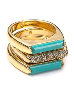 MICHAEL Michael Kors Turquoise and Pave Bar Stackable Rings   All 