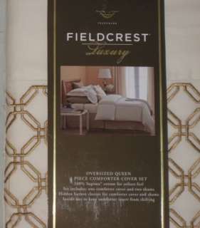 Fieldcrest Luxury Ivory Gold Cream Ivory 3 P Duvet Cover Shams Set K Q 