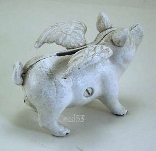 WHEN PIGS FLY CAST IRON ANGEL PIG w/ WINGS PIGGY BANK  