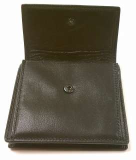   Meridian Black Leather Global Travel Coin Front Pocket Wallet  