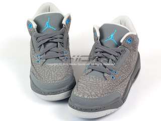 Nike Girls Air Jordan 3 Retro GS Cool Grey/Blue Glow Ntrl Grey