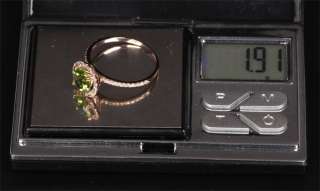 7mm PERIDOT 14K ROSE GOLD PAVE DIAMOND ENGAGEMENT RING  