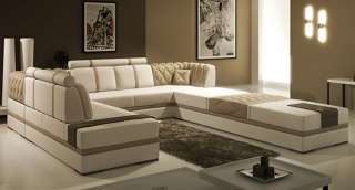 Contemporary Taupe Manhattan Top Grain Leather Sectional Sofa Couch by 