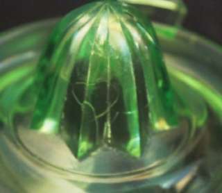 VTG Green Federal Glass Juicer Fruit Handle  