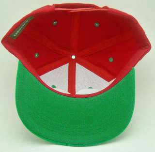   GREEN RED SNAPBACK SPORT CAP BASEBALL HAT MENS TWO TONE AUTHENTIC