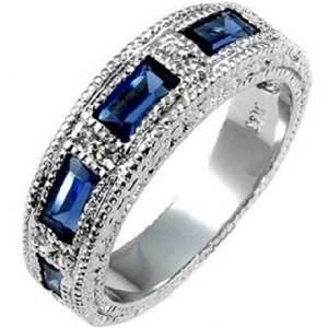    Sarahs Sapphire Blue CZ Emerald Cut Eternity Ring   5 Jewelry