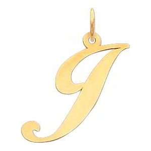  Fancy Cursive Letter J Charm 14K Gold: Jewelry