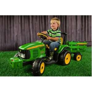  Peg Perego John Deere Farm Power Tractor with Stake Side 