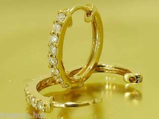 9ct YELLOW Gold NATURAL Diamond HUGGIE Hoop Earrings  