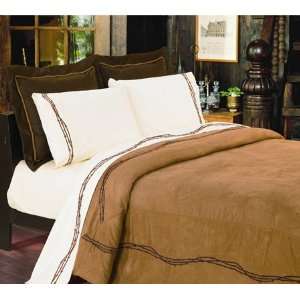  Embroidered Micro Suede Barbed Wire Western Queen Duvet 