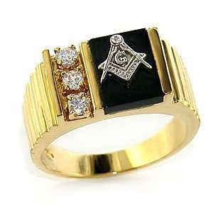  Genuine Onyx Masonic Ring   wtih Swarovski Crystals Sizes 