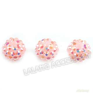 24x Charms New Pink AB Jewelry Making Resin Rhinestone Spacer Beads 