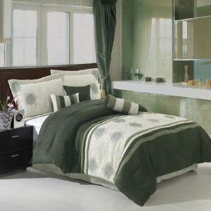 Grace Sage 7 PC King Size Micro Suede Comforter Sets  