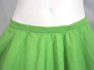 Vtg 50s Green Polka Dot Ruffle Full Square Dance Rockabilly Skirt 