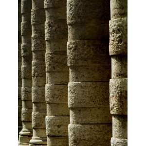  Side Angle View of Columns Along a Walkway, Asolo, Italy 
