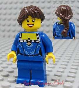 NEW Lego City FEMALE MINIFIG   Blue Torso & Legs w/Dark Brown Hair 