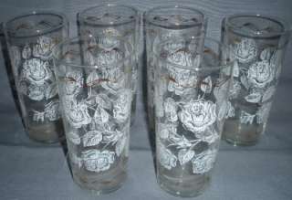   GOLD LIBBEY GLASS TUMBLERS VINTAGE BEVERAGE GLASSES RETRO NETTYSUE