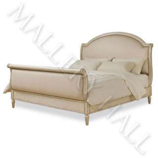 French Country Upholstered Linen Sleigh Bedroom Queen  