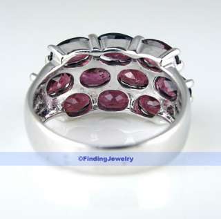 Luxury Fancy 23CT Magenta Garnet Silver Ring Size 6.25  