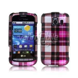 VMG Pink Plaid Design Hard 2 Pc Plastic Snap On Faceplate Case for LG 