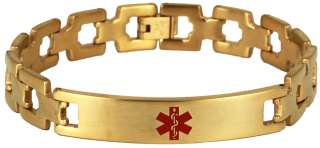   Gold Finished Stainless Steel Engravable Medical Alert Bracelet  