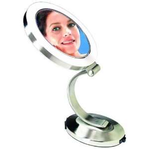  Lighted Pedestal C Mirror 7x Satin Nickel Beauty