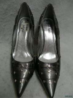 Michael Antonio Studded Silver/Gray Stiletto Heels Pointy Toe 10M EUC 