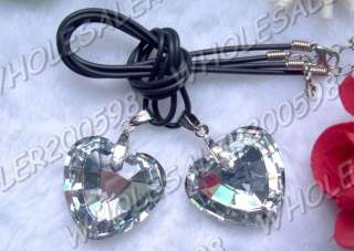 15strands Heart 33*32MM Charms Crystal Glass Pendant Necklaces