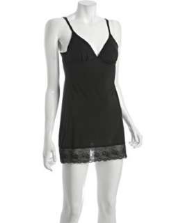 style #314100801 black lace trim jersey Sleek slip with lined cups