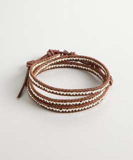 Chan Luu brown leather beaded triple wrap bracelet