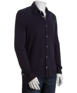 Moncler Gamme Bleu navy cotton knit button down shirt   up to 