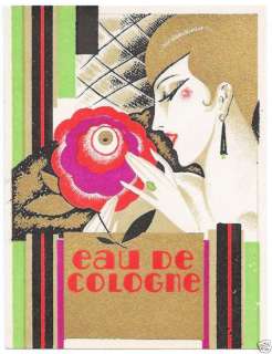 PERFUME LABEL EAU DE COLOGNE ART DECO WITHOUT IMPRINT  