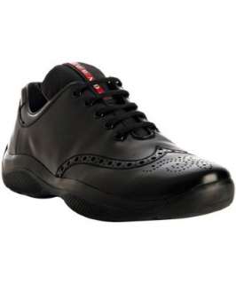 Prada Sport black perforated leather lace up shoes   