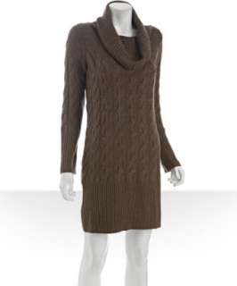 Qi charcoal and grey striped cotton cashmere sweater dress  BLUEFLY 