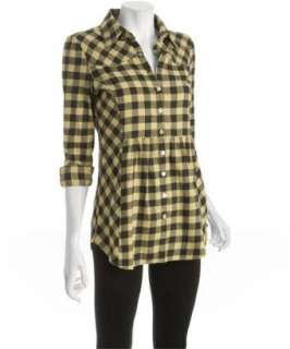 Just A Cheap Shirt yellow plaid flannel western shirtdress   