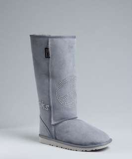 Koolaburra grey lambskin Flash Peace Sign shearling boots