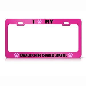 Cavalier King Charles Spaniel Paw Love Pet Dog License Plate Frame Tag 