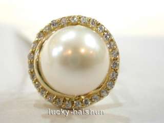 AAA white freshwater pearls Rings 14KT gold 15mm  