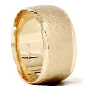 HUGE MENS 10MM 14K YELLOW GOLD HAMMERED COMFORT FIT WEDDING RING BAND 