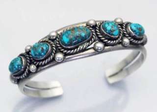 BEAUTIFUL Old Navajo Indian GEM GRADE SPIDER WEB Blue Turquoise Silver 