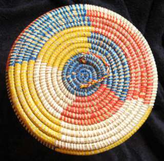 Multi Colored Hand Coiled African Covered Basket #3  