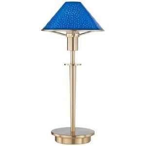  Pearl Blue Glass Brushed Brass Mini Holtkoetter Desk Lamp 