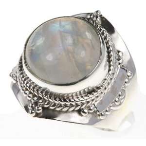    925 Sterling Silver RAINBOW MOONSTONE Ring, Size 8, 7.87g Jewelry