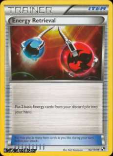 4x PKBW # 92 Energy Retrieval Uncommon Pokemon Card  