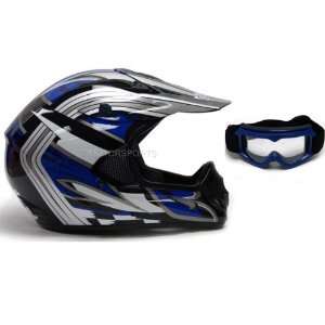   Black Dirt Bike ATV Motocross Helmet with Goggles (Medium): Automotive