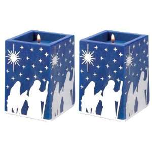    Blue and Silver Unscented Nativity Candle Set of 2