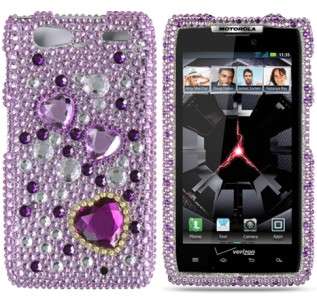   DROID RAZR MAXX Crystal Diamond BLING Case Phone Cover Purple Heart